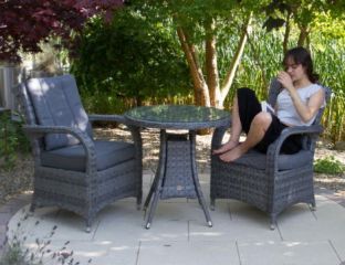 Chicago Bistro Set in Grey With Back Cushion