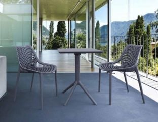 Air Chair and Sky 60 Folding Table Bistro Set in Grey