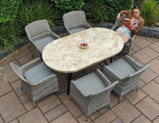 Bantry 160cm Table with 6 Tahiti Chairs