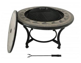 Calenta Tile Mosaic Fire Bowl &BBQ Grill with Lid