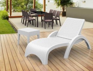Rattan Effect Sun Lounger