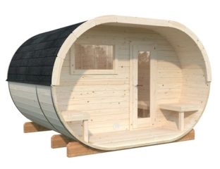 Deluxe 4.5m Barrel Sauna with Narvi 6KW Heater