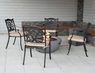 4 Seater Lasair Round Fire Bowl Set With Hampshire Bronze Chairs