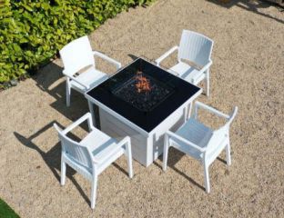 Etna Firepit With 4 Ibiza Chairs in White