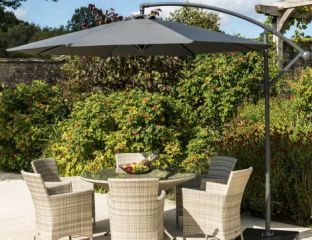 3m Round Cantilever Parasol and 50kg Base - Charcoal