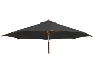 3.5m Round Wooden Parasol with Leather Patches - Charcoal