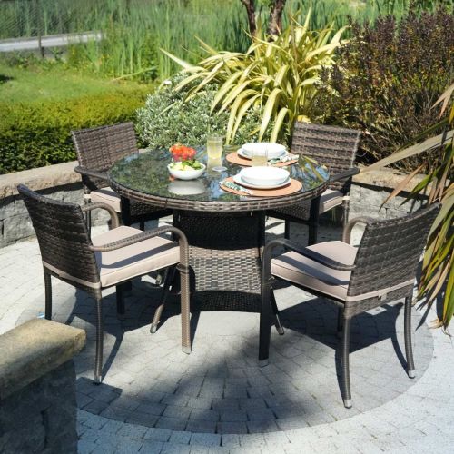 Cairo 4 Seat Round Set with Stacking Chairs