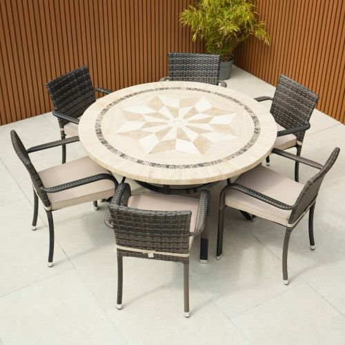 Dalkey 6 Seat Round Set with Cairo Stacking Chairs