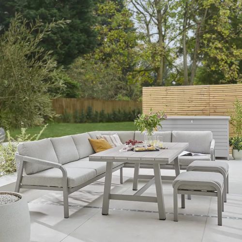 Como Corner Lounge Dining Set with 2 Footstools