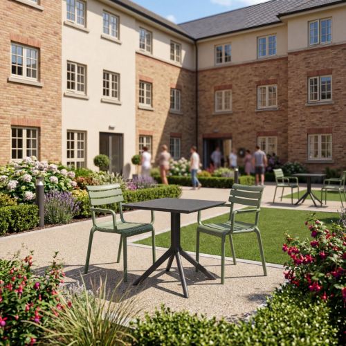 2 Seater Sky 80cm x 80cm Table In Black With Paris Chairs in Green