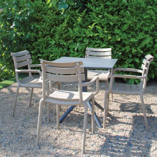 4 Seater Sky 80cm x 80cm Table Grey With Paris Chairs in Taupe