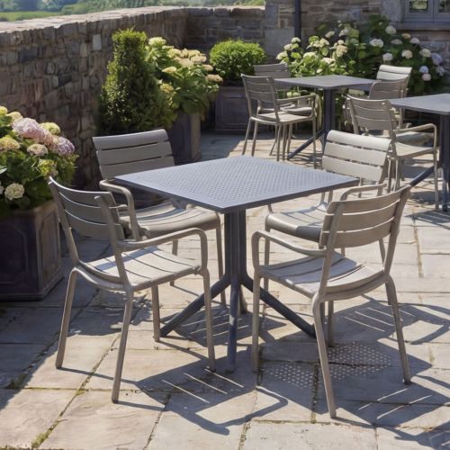 4 Seater Sky 80cm x 80cm Table Grey With Paris Chairs in Taupe