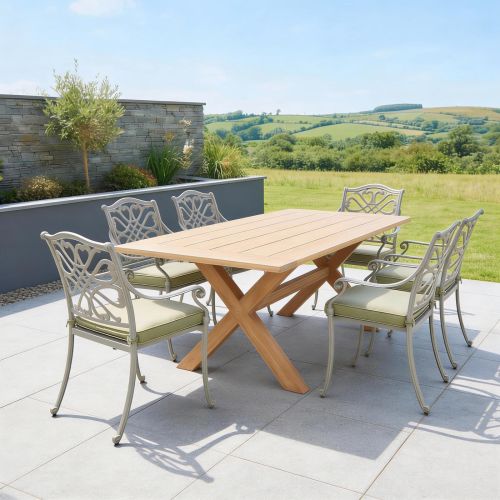 Hartman Regis Teak Dining Table with 6 Capri Maize Chairs