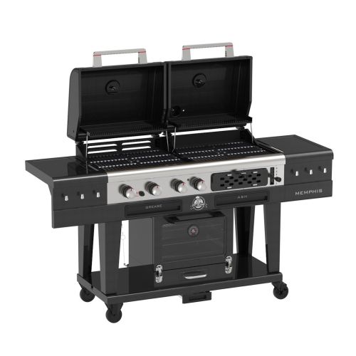 Pit Boss Memphis 2.0 Ultimate Gas and Charcoal Combo BBQ Grill with Manifold Kit, Hose & Regulator
