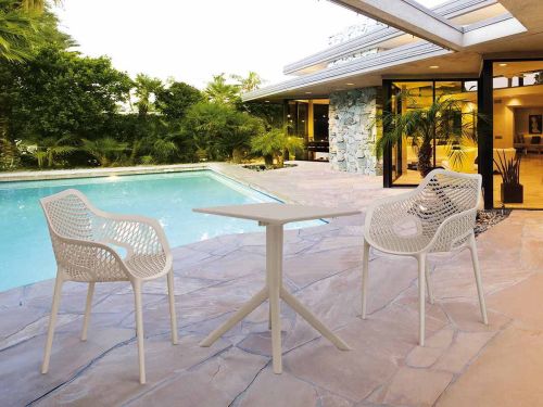 2 Air XL Chairs with Sky 60cm x 60cm Square Table in Taupe