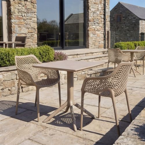 2 Air XL Chairs with Sky 60cm x 60cm Square Table in Taupe