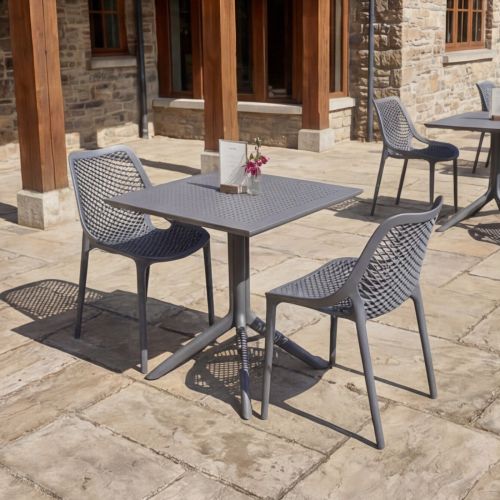 Air Chair and Sky 60 Folding Table Bistro Set in Grey