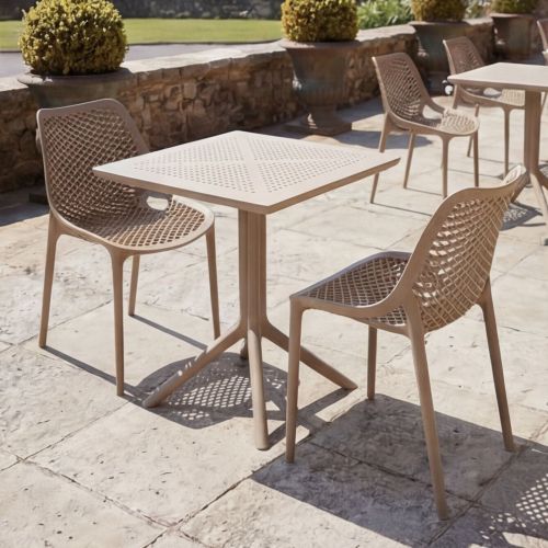 Air Chair and Sky 60 Folding Table Bistro Set in Taupe