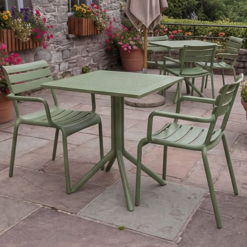 2 Paris Chairs and Sky 60cm x 60cm Folding Table Set in Green