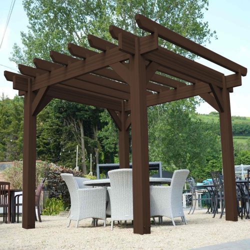 3m x 3m Composite Pergola - Hazelnut Brown