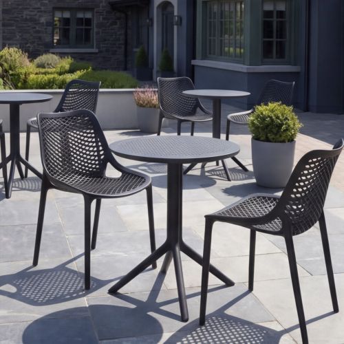 Sky 2 Seater Set Folding Round Table With Air Chairs - Black