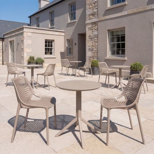 Sky 2 Seater Set Folding Round Table With Air Chairs - Taupe 