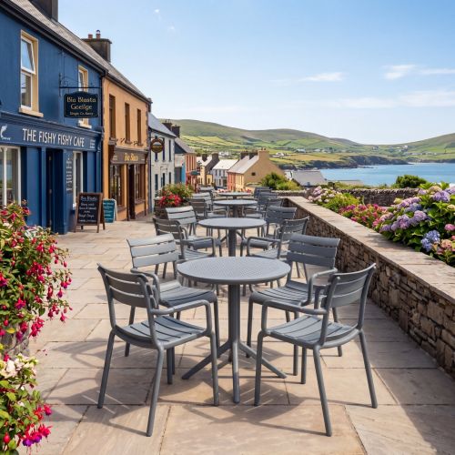 Sky Round 4 Seater Set Table with Paris Chairs in Grey