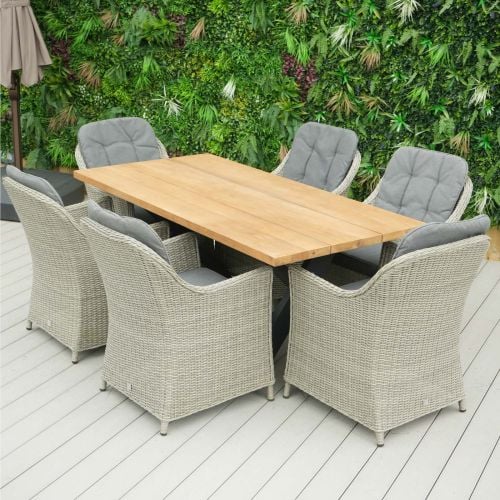 6 Seater Tebal 180cm Rectangular Table Top with X Legs with Adelaide Chairs