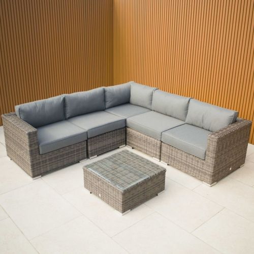 Kona 6 Piece Grey Rattan Corner Sofa Set