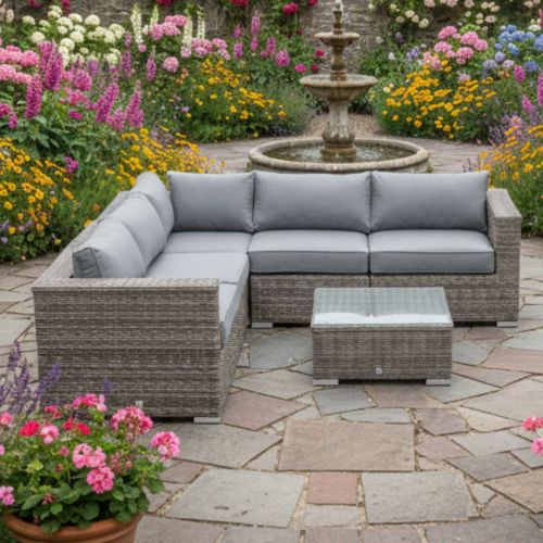 Kona 6 Piece Grey Rattan Corner Sofa Set