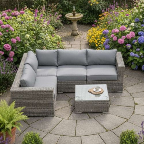 Kona 5 Piece Grey Rattan Corner Sofa Set