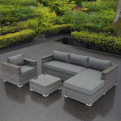 Kona 4 Piece Right Hand Grey Rattan Corner Sofa Set