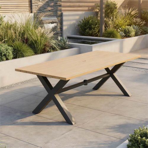 Palm 240cm Rectangular Teak Effect Dining Table