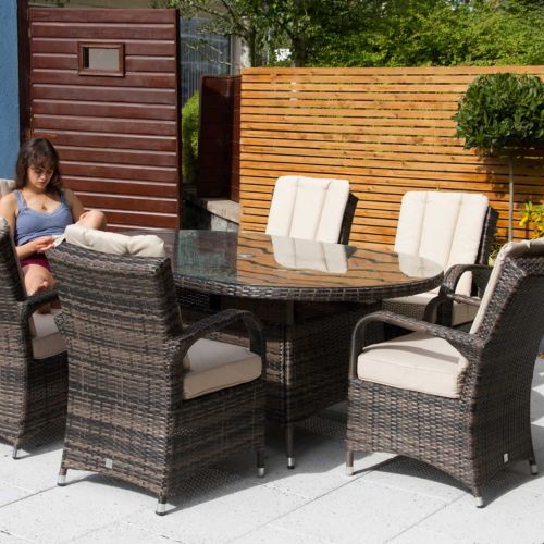 Cairo 6 Seat Set Oval Table With Cairo Chairs Quick Dry Back Cushion