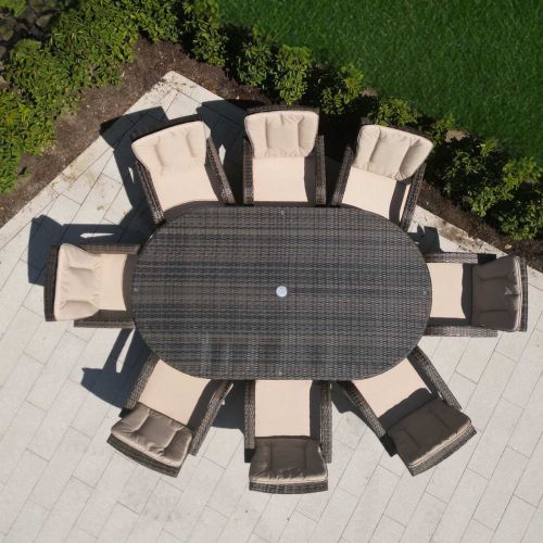 Cairo 8 Seat Set Oval Rattan Set with Cairo Chairs with Back Cushions