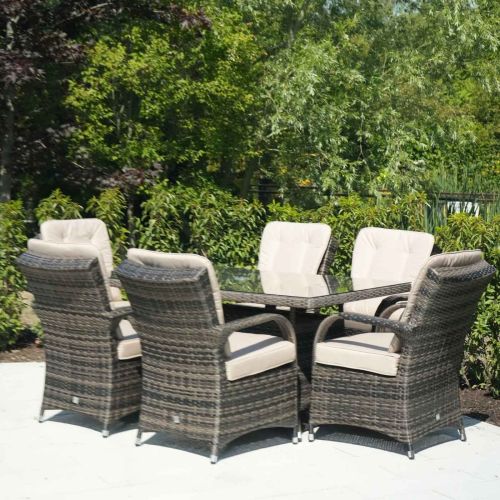 Cairo 6 Seat Rectangular Rattan Dining Set with Back Cushions