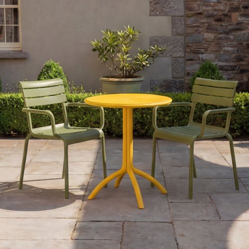 2 Seater Octopus Round Table Yellow with Paris Chairs in Green