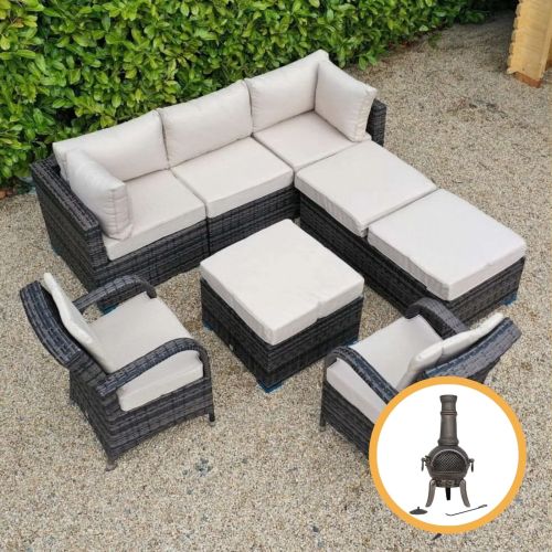 Rio Grande Corner Sofa Outdoor Furniture Set With Two Armchairs - Chocolate