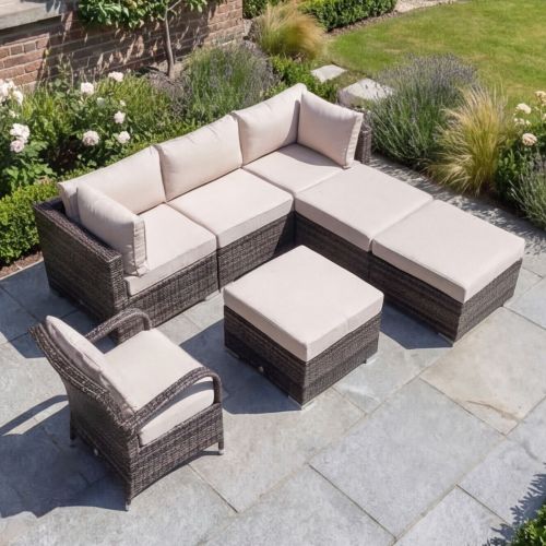 Rio Grande Corner Sofa Outdoor Furniture Set with Armchair - Chocolate