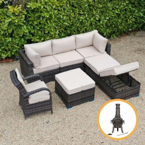 Rio Grande Corner Sofa Outdoor Furniture Set with Armchair - Chocolate