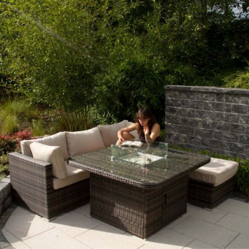 Rio Grande Corner Sofa Fire Pit Set - Chocolate