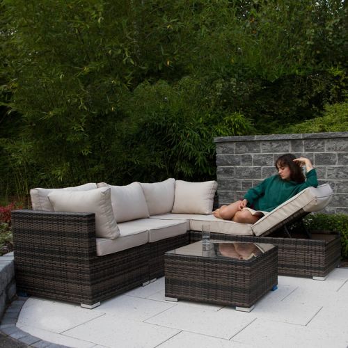 Rio Grande Rattan Outdoor Corner Sofa Set - Brown