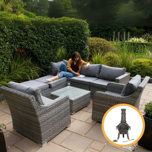 Teresina Modular Rattan Corner Sofa Outdoor Furniture Set - Grey