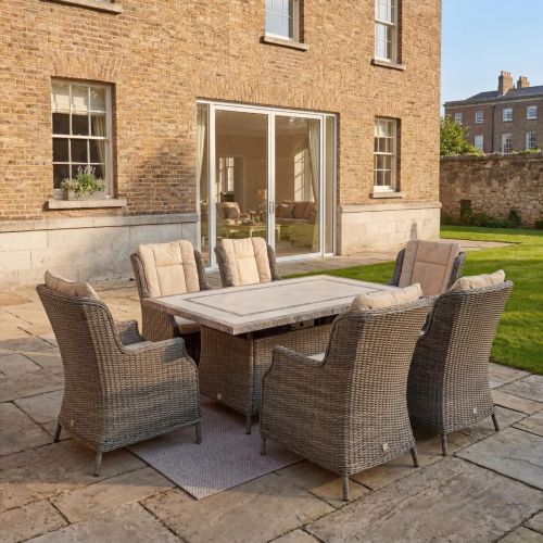 Killiney 6 Seat Rectangular Garden Set with Rattan Boston Chairs