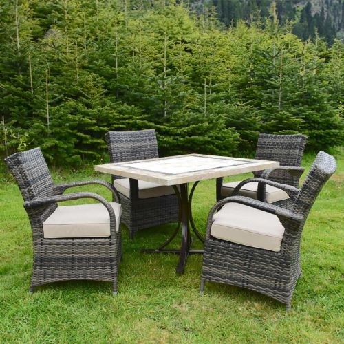 Killiney 4 Seat Square Dining Set with Rattan Cairo Chairs