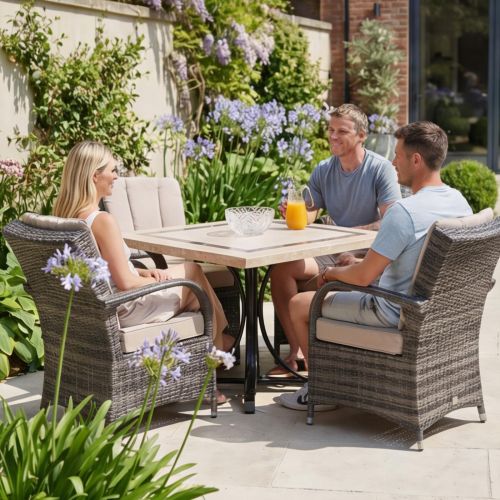 Killiney 4 Seat Square Outdoor Furniture Set with Rattan Cairo Chairs