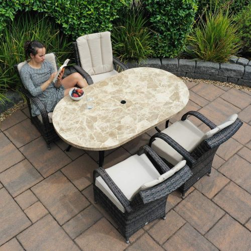 Bantry 160cm Marble Table with 4 Cairo Chairs