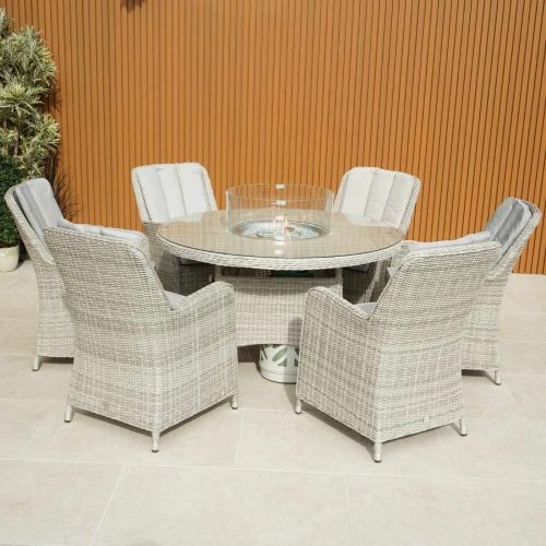 Hamilton 6 Seat Round Dining Firepit Set