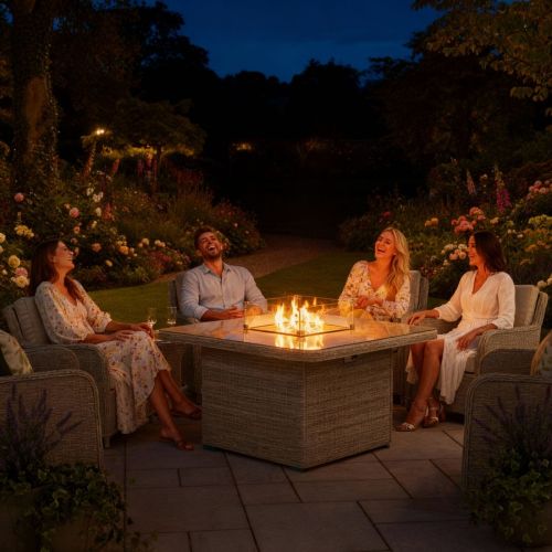 Hamilton Square Rattan Gas Firepit Table
