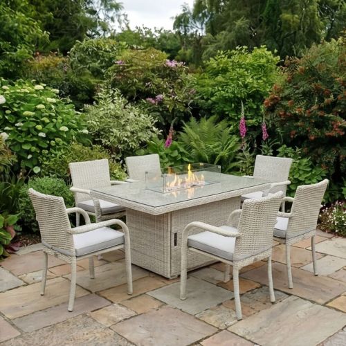 New Hamilton Stacking 6 Seat Rectangular Firepit Set